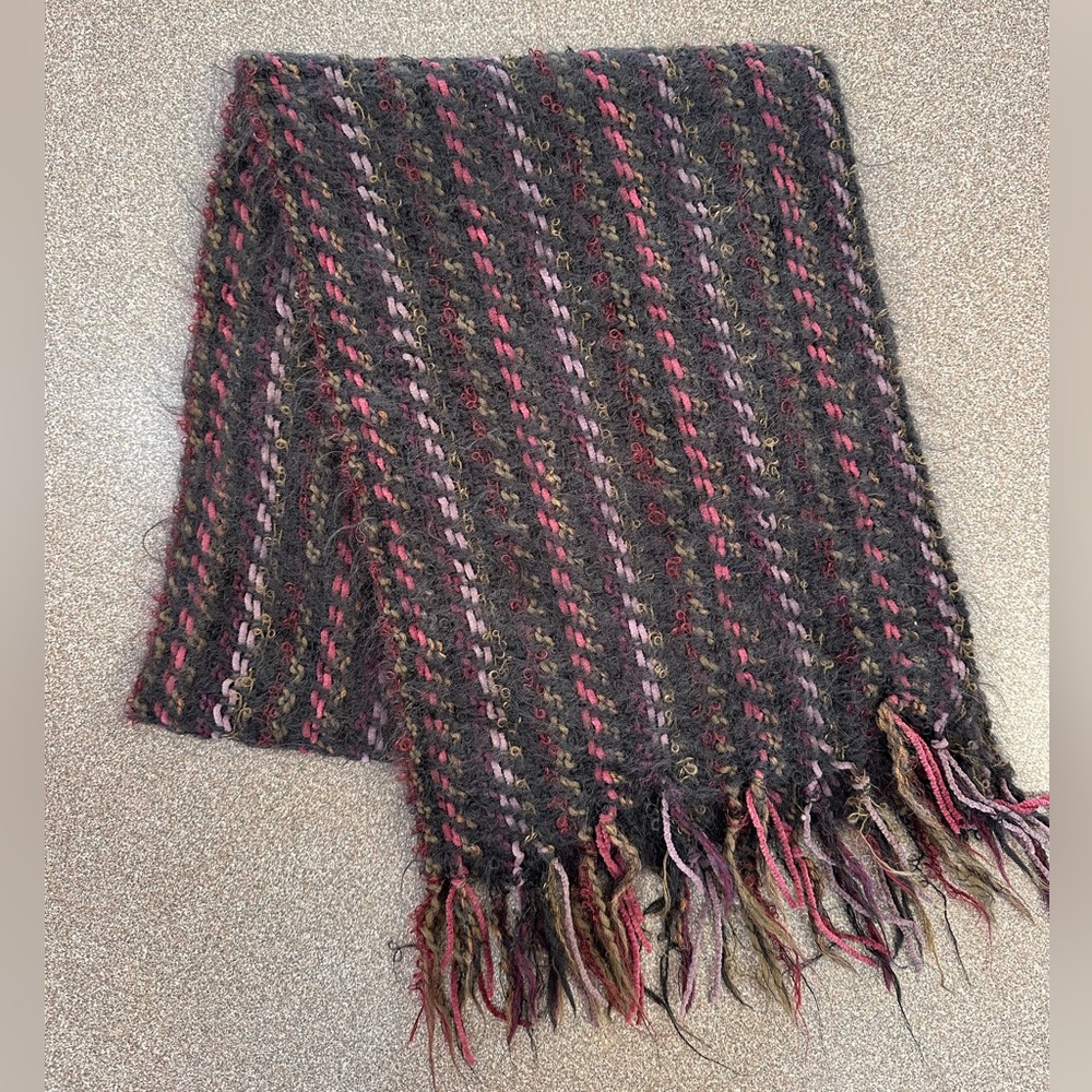 Wool Mohair Blend Scarf Handmade in Ireland Helena Ruuth Black Purple Pink